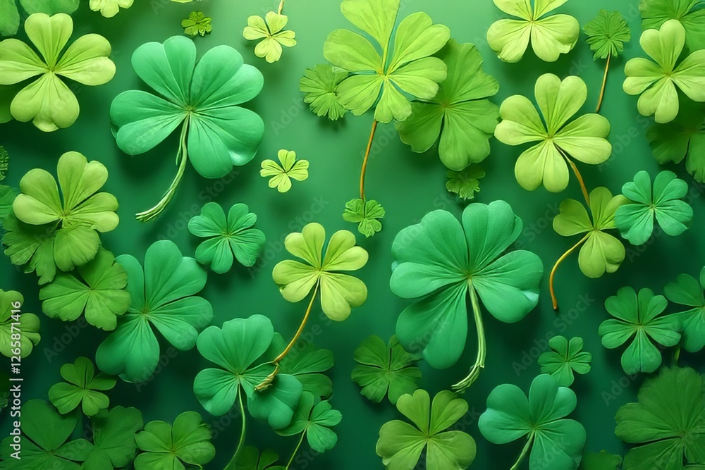 Vibrant Green Shamrock Pattern Background Image for St. Patrick's Day Vibrant Green Shamrock Pattern Background Image for St. Patrick's Day