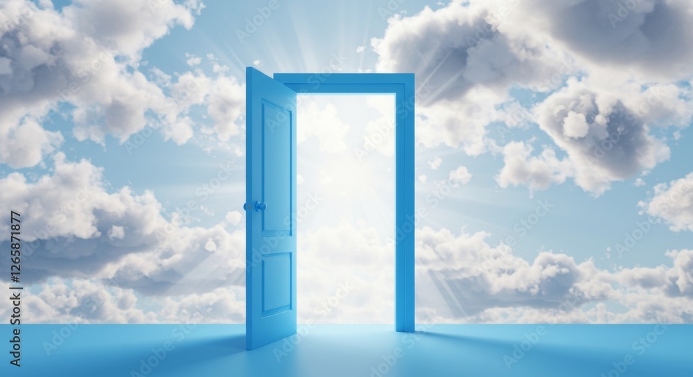 open door to blue sky, clear skies, tranquil scene, spiritual freedom, inspirational, serene open door to blue sky, clear skies, tranquil scene, spiritual freedom, inspirational, serene