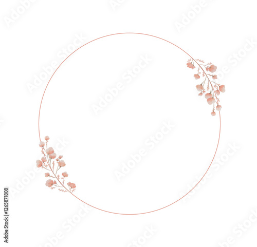 Watercolor flower frame Rose Eucalyptus. Template wedding invitation card. Rose metallic frame.