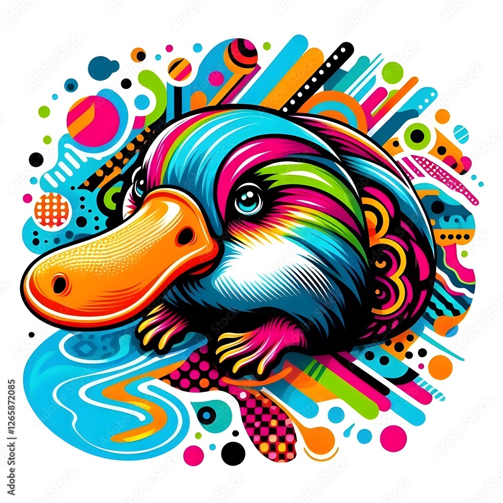 Fototapeta premium 오리너구리, 팝아트, jpeg (Platypus, pop art, jpeg)