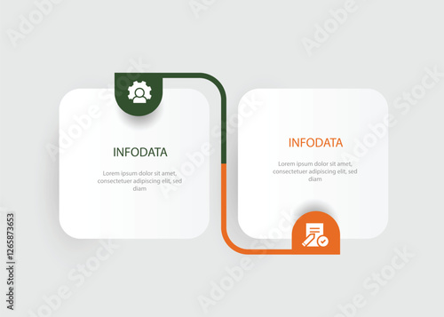 Banner infographic template. Timeline with 2 step paper connection. 