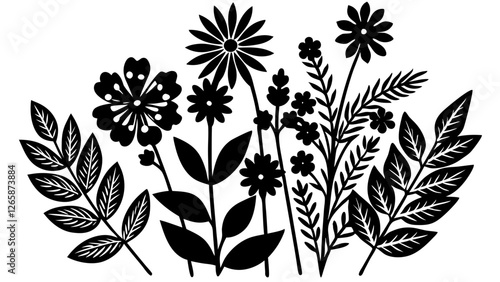 minimal botanical illustration of herbs and flower