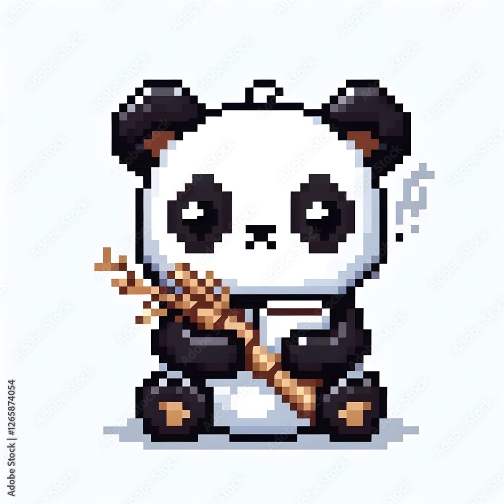 Fototapeta premium 흰 배경, 판다, 픽셀아트, jpeg (white background, panda, pixel art, jpeg)