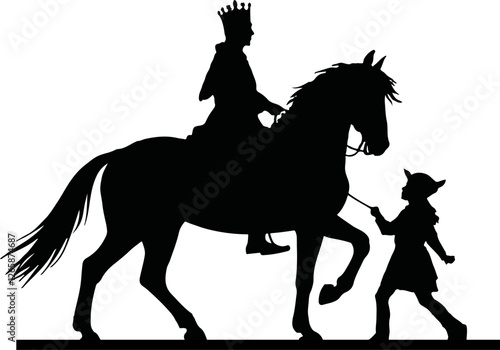 illustration of a king or prince riding a horse
