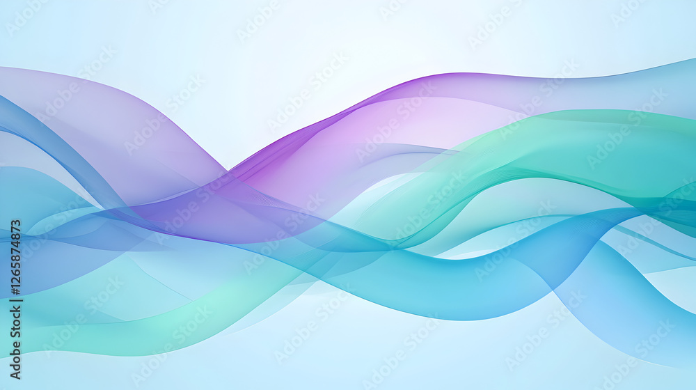 Obraz premium Flowing abstract waves in shades of blue, purple, and green creating a serene background effect