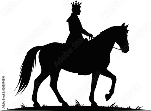 illustration of a king or prince riding a horse