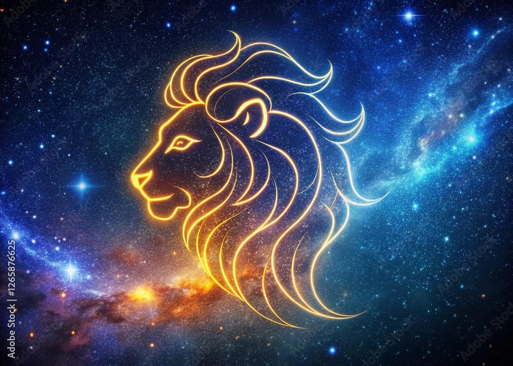 Leo Zodiac Sign: Night Sky Pencil Sketch - Celestial Horoscope Symbol Leo Zodiac Sign: Night Sky Pencil Sketch - Celestial Horoscope Symbol