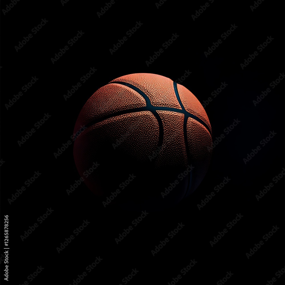 Basketball on black background: A basketball displayed on a black Dark Basketball on black background: A basketball displayed on a black Dark