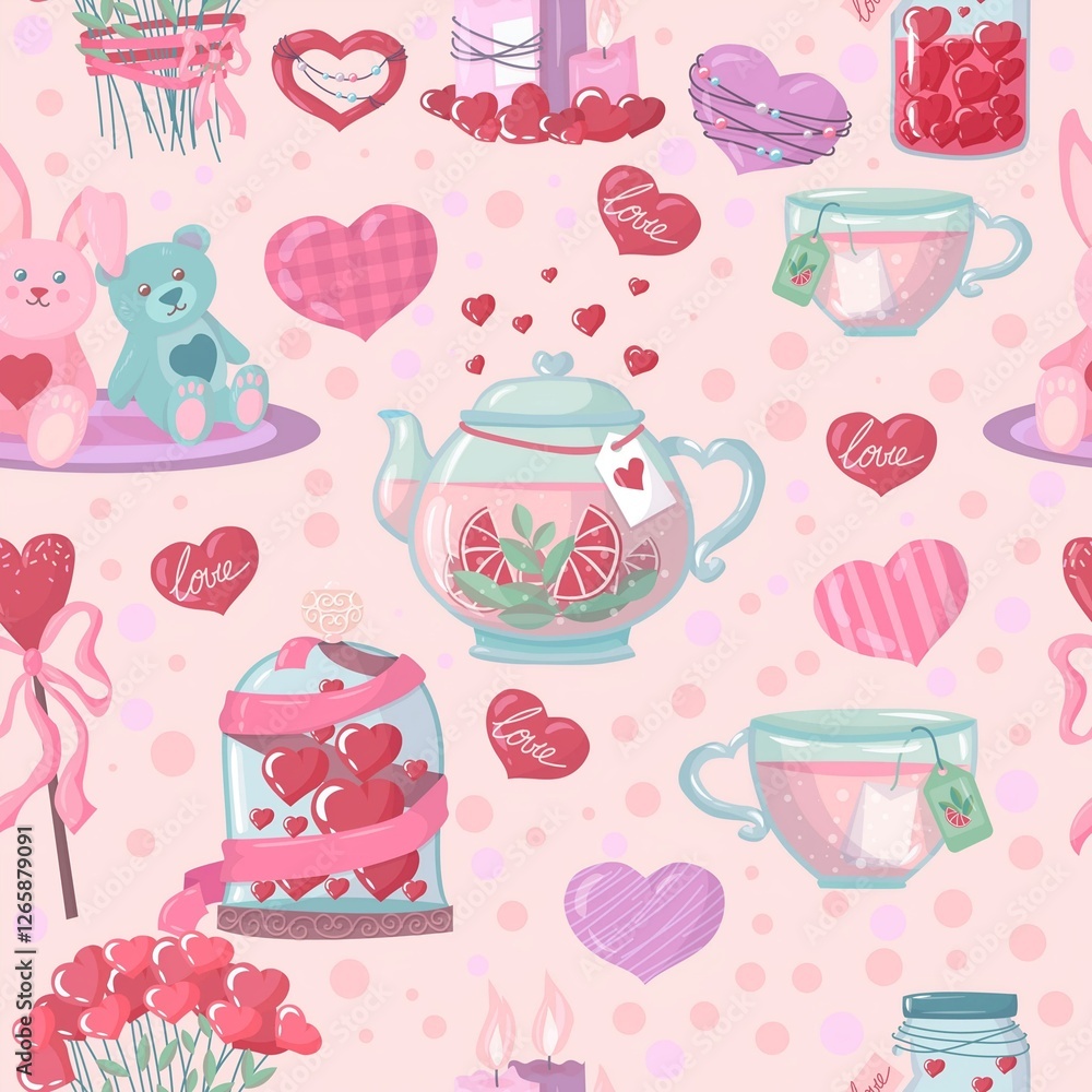 seamless pattern with tea and sweets seamless pattern with tea and sweets