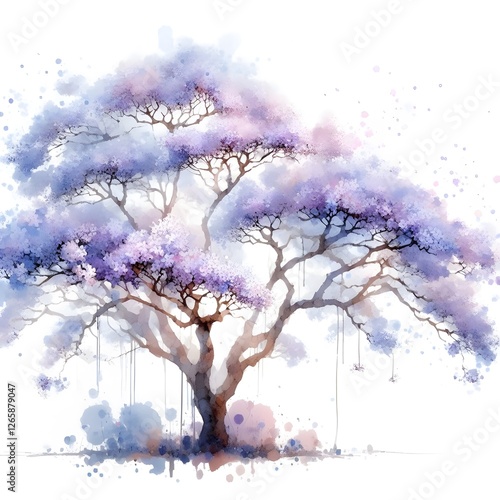 흰 배경, 자카란다, 수채화, jpeg (white background, Jacaranda, water colour, jpeg)