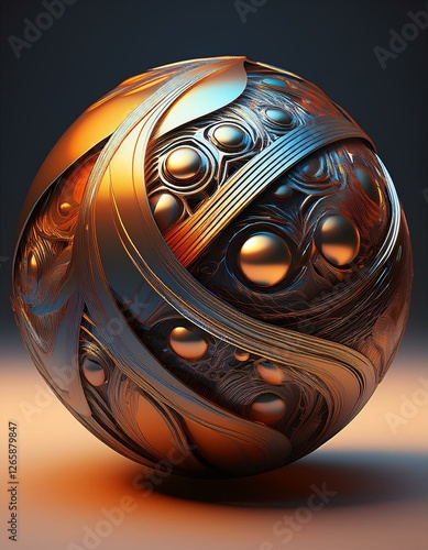 Esfera Renderizada en 3D con Texturas Metálicas – Tecnología y Arte
