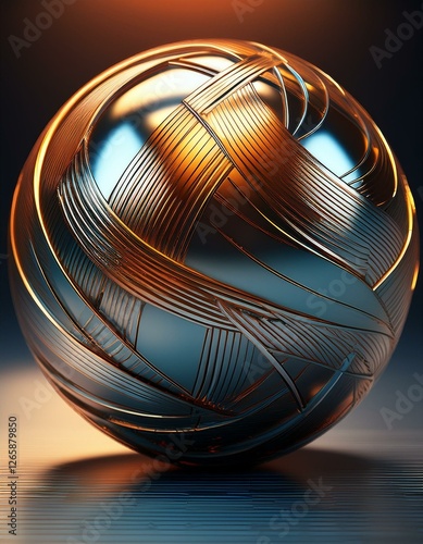 Esfera Renderizada en 3D con Texturas Metálicas – Tecnología y Arte