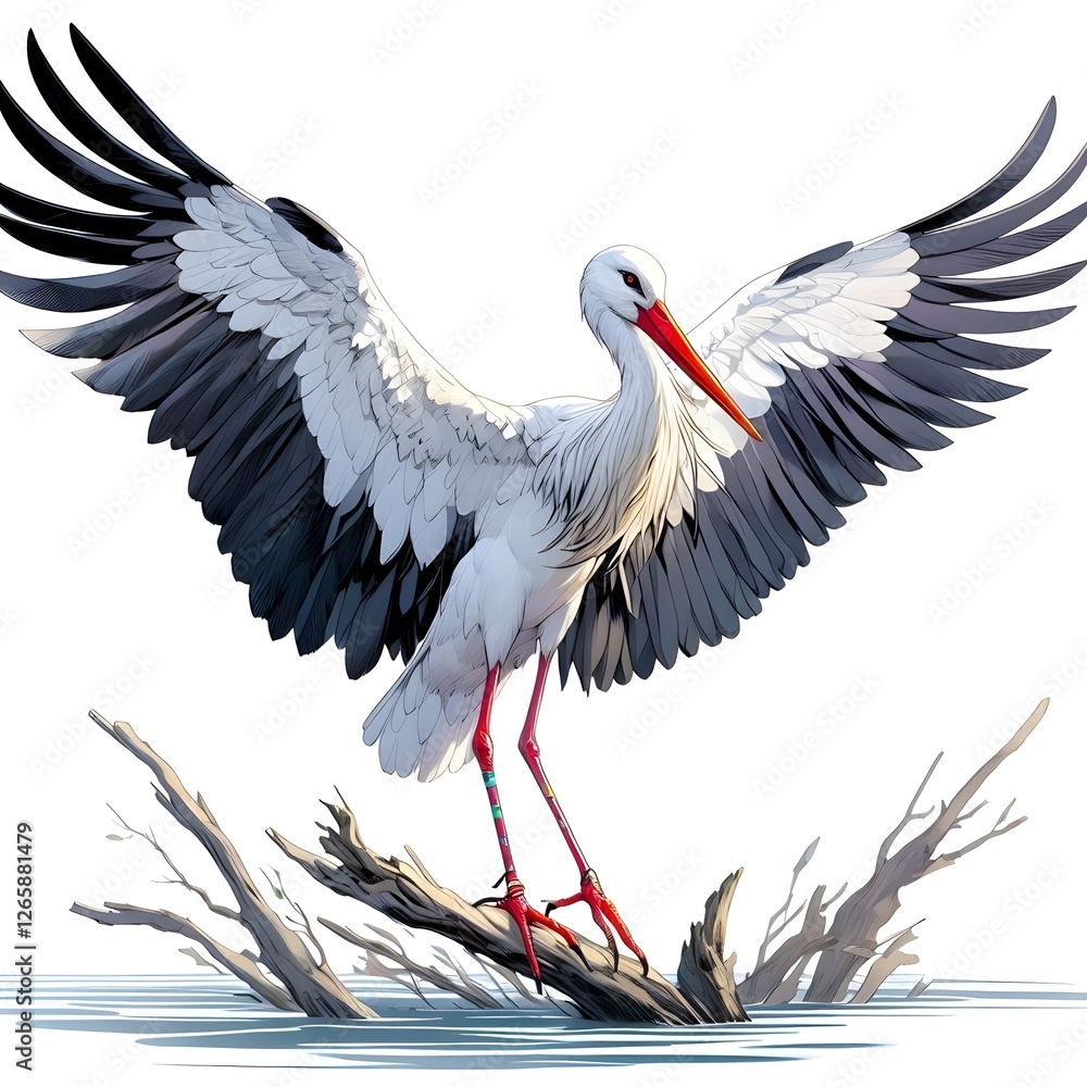 Fototapeta premium 황새, 애니메이션 아트, jpeg (Stork, animation art, jpeg)