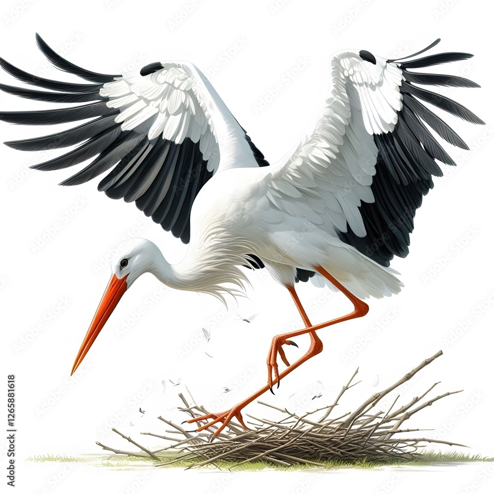 Fototapeta premium 황새, 애니메이션 아트, jpeg (Stork, animation art, jpeg)