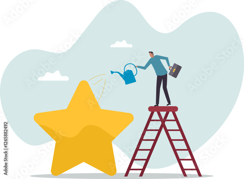Ambition or motivation to success or being excellence, aspiration and effort to improve, growing and best performance .business concept.flat character.