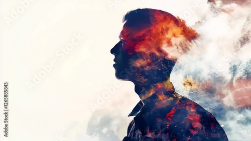 Video of soldier suffering from PTSD is shown experiencing a vivid and distressing flashback. Post-traumatic stress disorder concept.