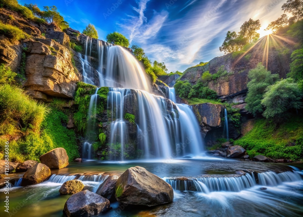 Obraz premium Looping Waterfall Effect: Continuous Flowing Water Stock Photo