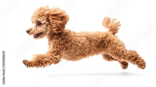Playful Miniature Poodle Running Joyfully with Fluffy Fur