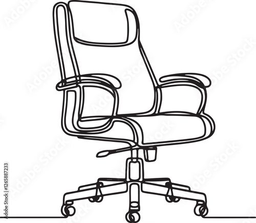 Office Chair with Wheels Vector Art Design in Line Drawing Style