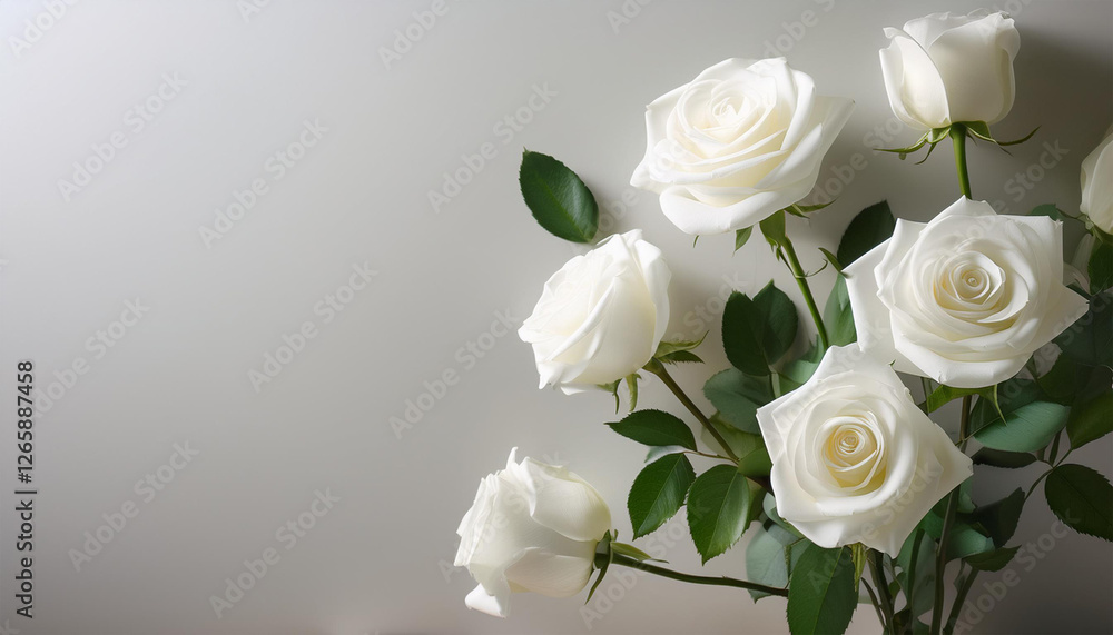 white roses on a clean minimalist background white roses on a clean minimalist background