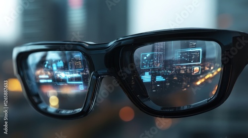 Wallpaper Mural Augmented Reality Glasses Reflecting a Futuristic Cityscape at Night Torontodigital.ca