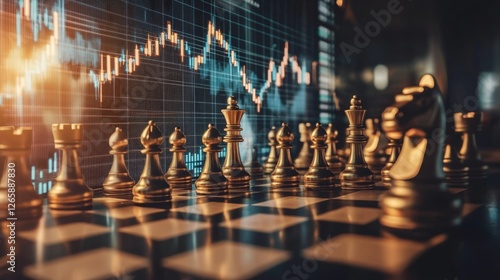 Wallpaper Mural Trading strategies on a chessboard analyzing financial graphs in a competitive market environment Torontodigital.ca