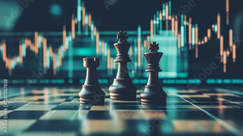 Wallpaper Mural Strategic trading moves financial market digital art virtual space analytical view chessboard with trading charts Torontodigital.ca
