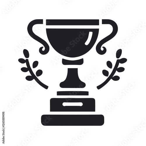 Trophy Cup with Laurel Wreath Icon for Sports, Awards, Competitions, and Website Design. It can also be used in presentation or blog.