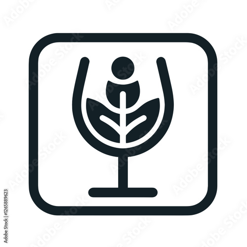 Wine and wheat icon for agriculture, food industry, and design purposes.
