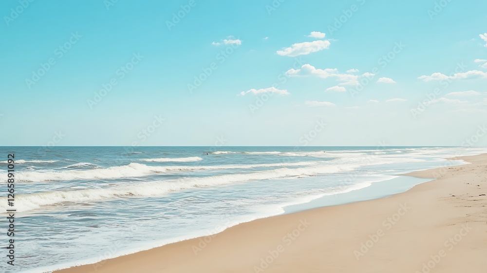 Fototapeta premium Serene Coastal Scene Under a Summer Sky