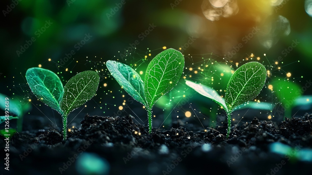 Sustainable Agriculture Growing Plants Connected by Network Technology Sustainable Agriculture Growing Plants Connected by Network Technology