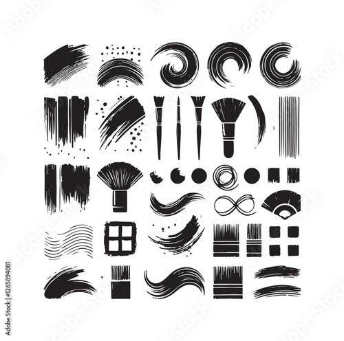 Brush grunge elements silhouette vector illustration
