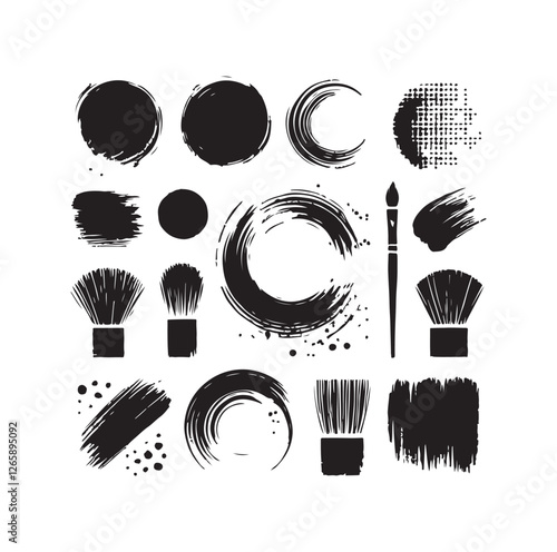 Brush grunge elements silhouette vector illustration
