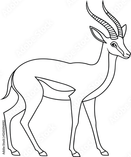 Elegant Line Drawing of a Graceful Gazelle, African Antelope