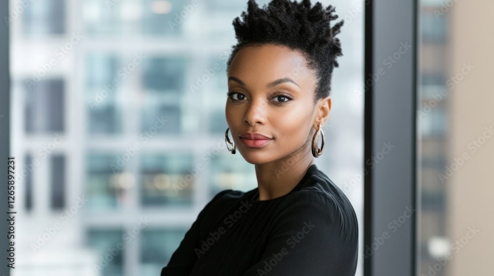 Confident young businesswoman in a modern office, exuding professionalism and focus. Confident young businesswoman in a modern office, exuding professionalism and focus.