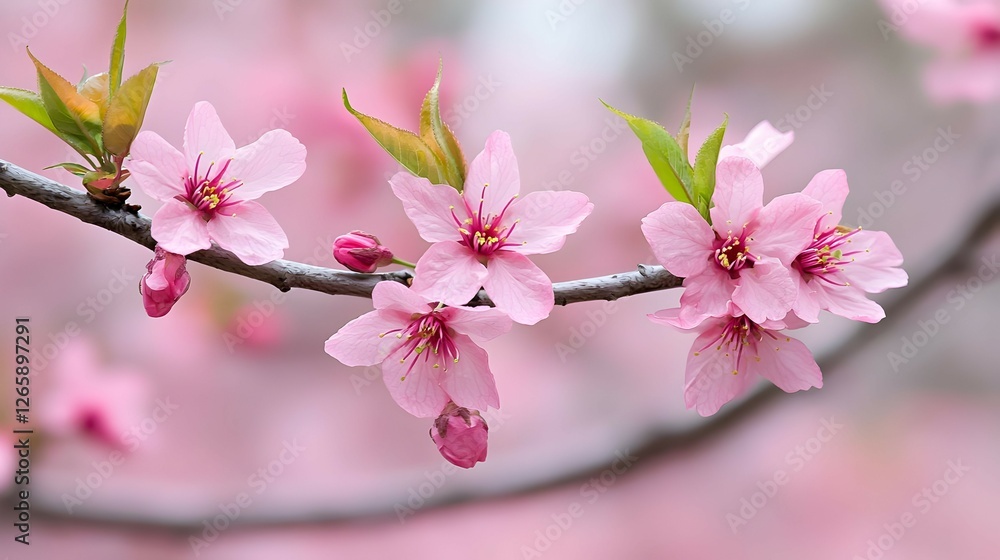 Obraz premium Pink Cherry Blossoms on Branch