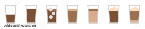 Coffee types icon collection isolated