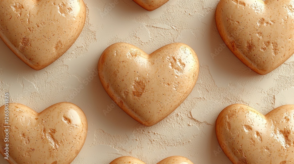 Heart-shaped pastries on textured background. Romance, love, Valentines gift Heart-shaped pastries on textured background. Romance, love, Valentines gift