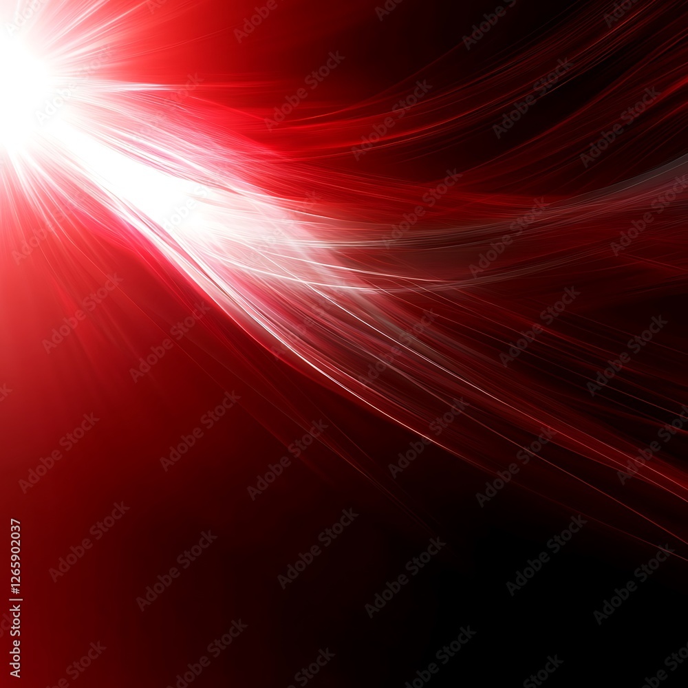 Fototapeta premium Red energy and particles moving futuristic technology background