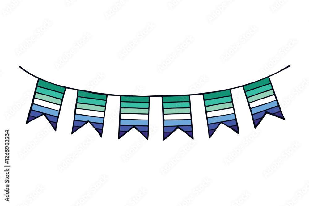 Obraz premium Colorful garland Gay men pride flag Happy pride day LGBTQ community Pride Month Vector hand drawn doodle for posters, stickers, logo, cards