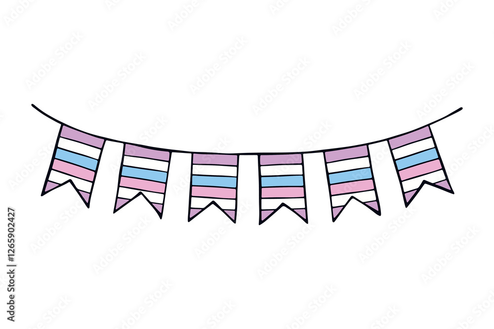 Obraz premium Colorful garland Intersex pride flag Happy pride day LGBTQ community Pride Month Vector hand drawn doodle for posters, stickers, logo, cards