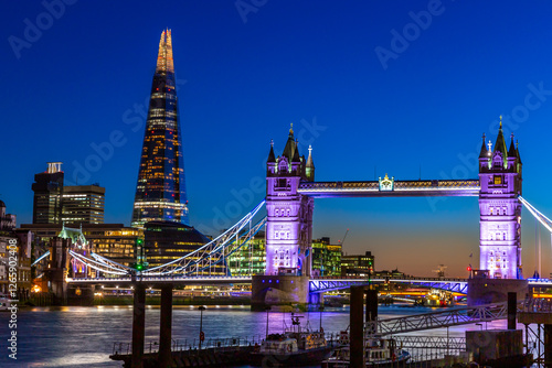 Tower Bridge in London at night