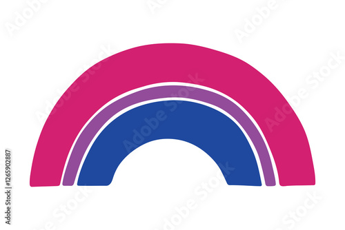 Colorful rainbow shape Bisexual pride flag Happy pride day LGBTQ community Pride Month Vector hand drawn doodle for posters, stickers, logo, cards