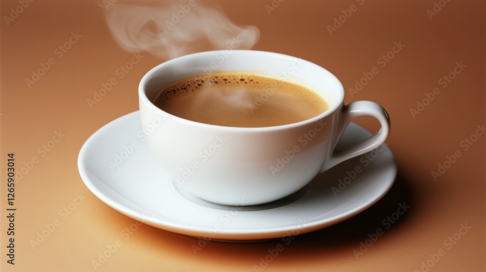 Steaming coffee cup in a minimalist setting, evoking warmth and simplicity. Steaming coffee cup in a minimalist setting, evoking warmth and simplicity.