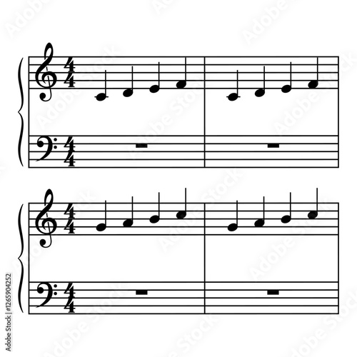 Music notes on the staff