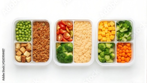 Healthy meal prep balanced diet containers for nutrition organized in a fresh environment photo