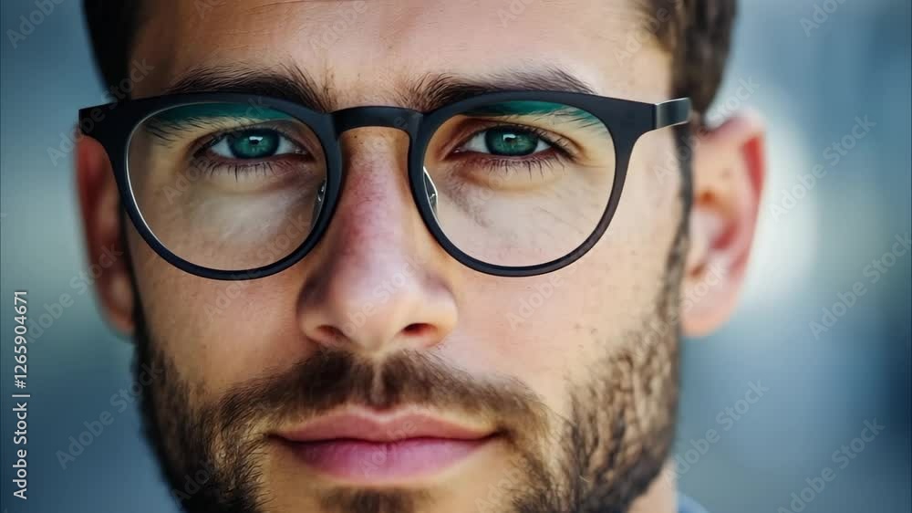 A close-up of a man with glasses, a beard, and short hair, displaying a serious expression against a blurred background. A close-up of a man with glasses, a beard, and short hair, displaying a serious expression against a blurred background.