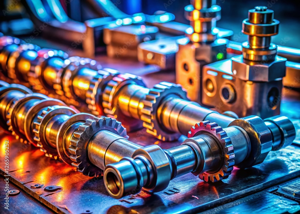 Obraz premium Macro Close-Up: Disassembled Camshaft - Auto Repair Service Center