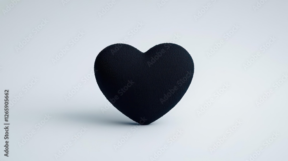 Fototapeta premium 3D Black Textured Heart On White Background