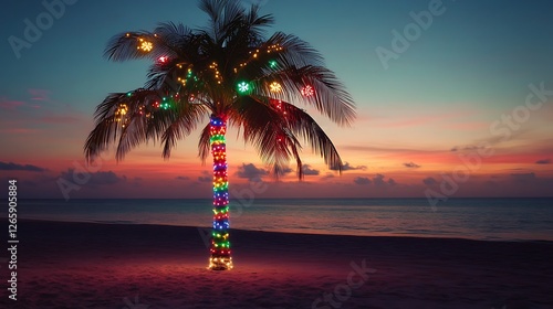Magical Christmas Tree Glow Under Sunset Clouds pictures